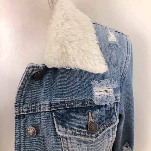 PACSUN DENIM WOMENS LINED FAUX FUR SHERPA JEAN JACKET SMALL WOMENS JEANS - Picture 2 of 16